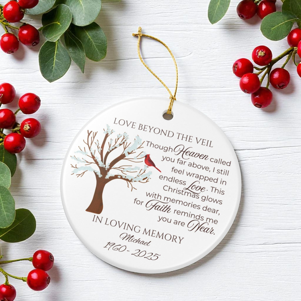 Love Beyond the Veil – Personalized Memorial Christmas Ornament