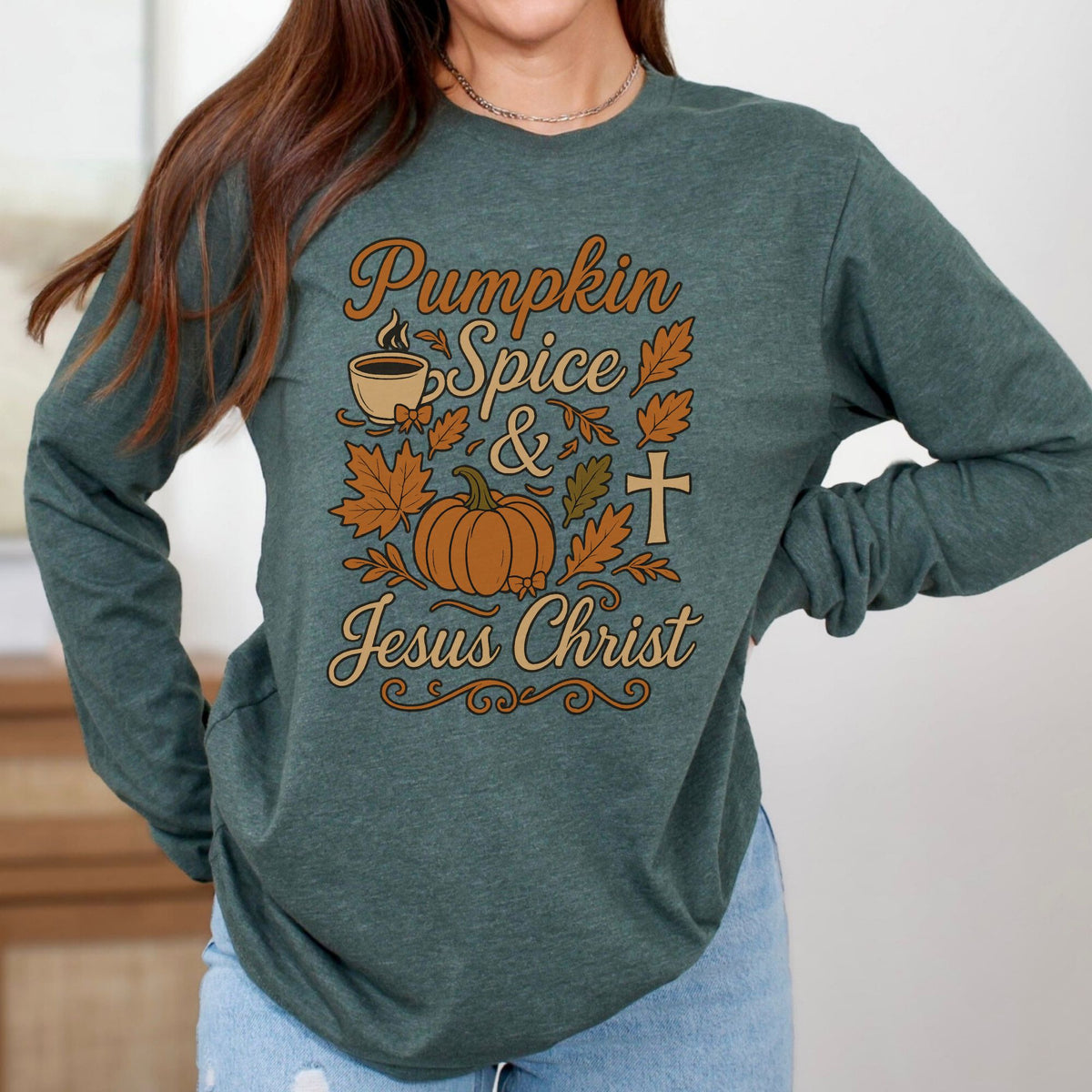 Pumpkin Spice & Jesus Christ Long Sleeve Tee