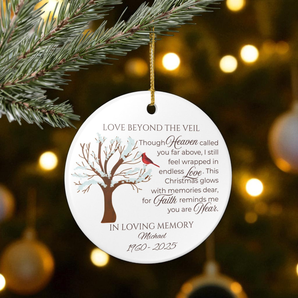 Love Beyond the Veil – Personalized Memorial Christmas Ornament