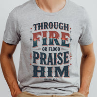 Gray t-shirt with motivational text design on a plain background