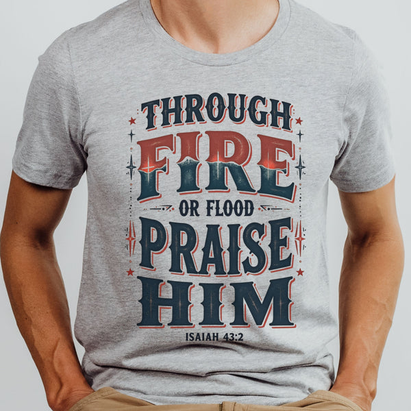 Gray t-shirt with motivational text design on a plain background