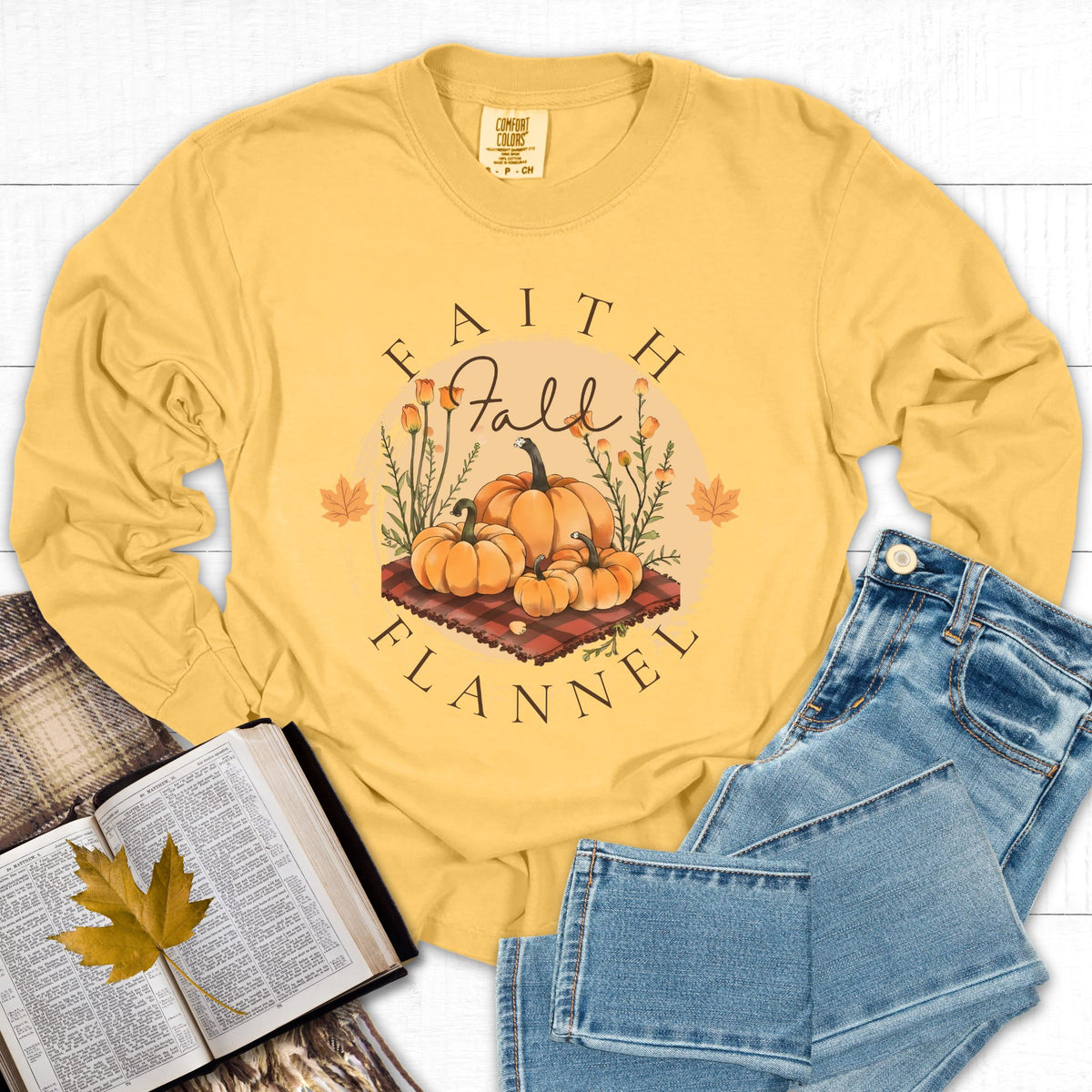 Faith Fall Flannel Long Sleeve Tee