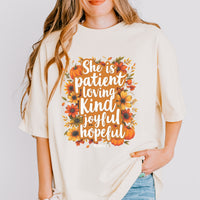 She is Patient, Loving, Kind, Joyful, Hopeful, Mama – Comfort Colors Tee