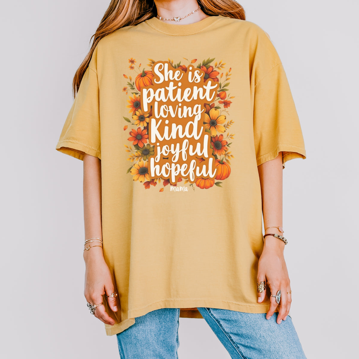 She is Patient, Loving, Kind, Joyful, Hopeful, Mama – Comfort Colors Tee
