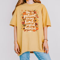 She is Patient, Loving, Kind, Joyful, Hopeful, Mama – Comfort Colors Tee
