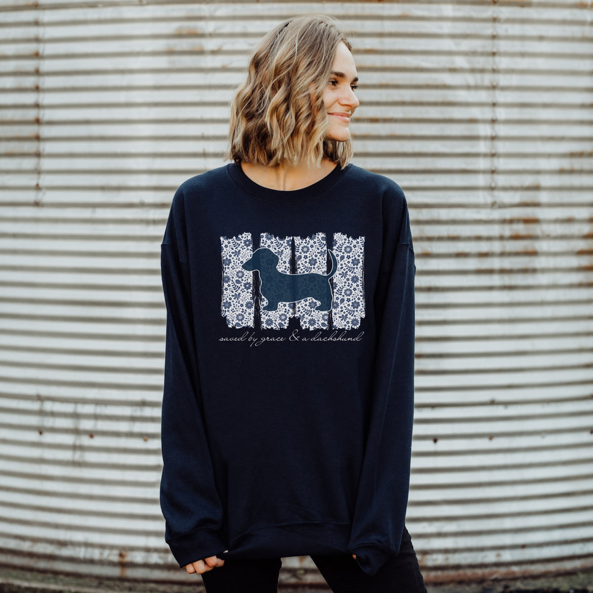 Saved by Grace & a Dachshund Sweatshirt