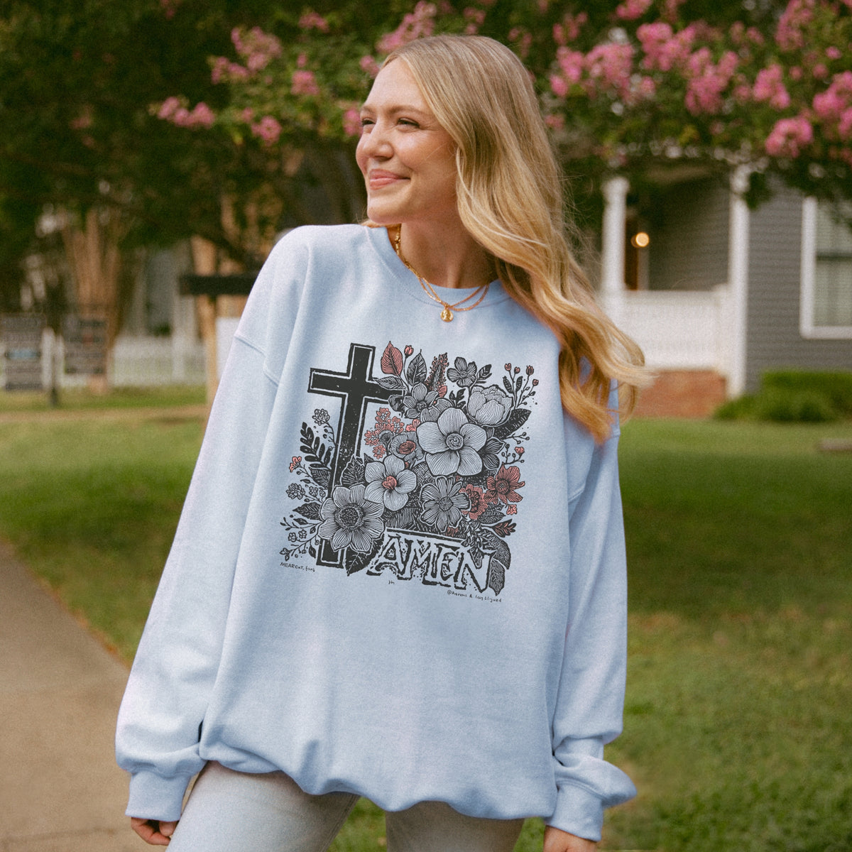 Vintage Linocut Floral Sweatshirt