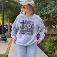 Vintage Linocut Floral Sweatshirt