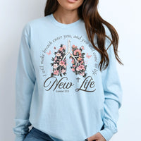 New Life Floral Long Sleeve Comfort Colors Tee