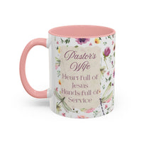 Pastor's Wife Floral Accent Coffee Mug - "Heart Full of Jesus, Hands Full of Service"