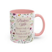 Pastor's Wife Floral Accent Coffee Mug - "Heart Full of Jesus, Hands Full of Service"