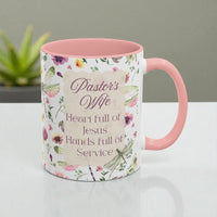 Pastor's Wife Floral Accent Coffee Mug - "Heart Full of Jesus, Hands Full of Service"