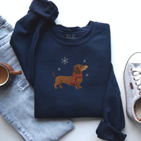 DACHSHUND FAUX EMBROIDERY SWEATSHIRT