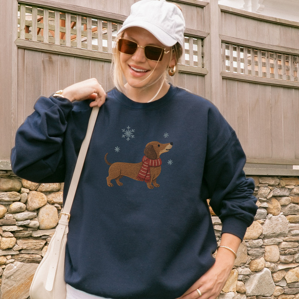 DACHSHUND FAUX EMBROIDERY SWEATSHIRT