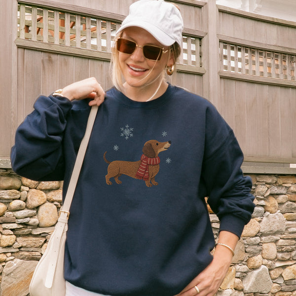 DACHSHUND FAUX EMBROIDERY SWEATSHIRT