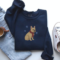 FRENCH BULLDOG FAUX EMBROIDERY SWEATSHIRT