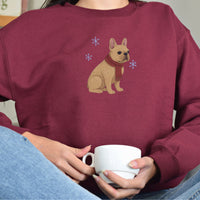FRENCH BULLDOG FAUX EMBROIDERY SWEATSHIRT