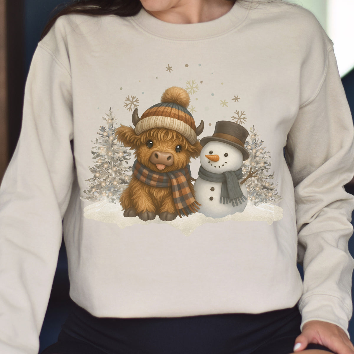 HIGHLAND COW & SNOWMAN SWEATSHIRT
