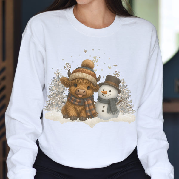 HIGHLAND COW & SNOWMAN SWEATSHIRT