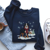 BERNESE MOUNTAIN DOG WINTER FAUX EMBROIDERED SWEATSHIRT