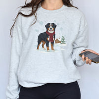 BERNESE MOUNTAIN DOG WINTER FAUX EMBROIDERED SWEATSHIRT