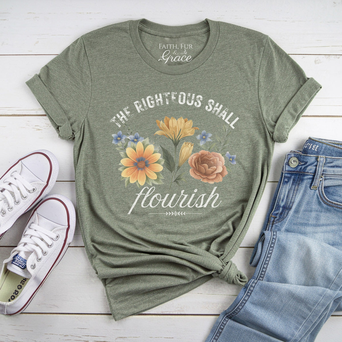 THE RIGHTEOUS SHALL FLOURISH WILDFLOWER TEE