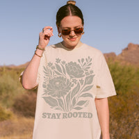 Stay Rooted Linocut Floral Comfort Colors Tee