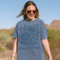 Stay Rooted Linocut Floral Comfort Colors Tee