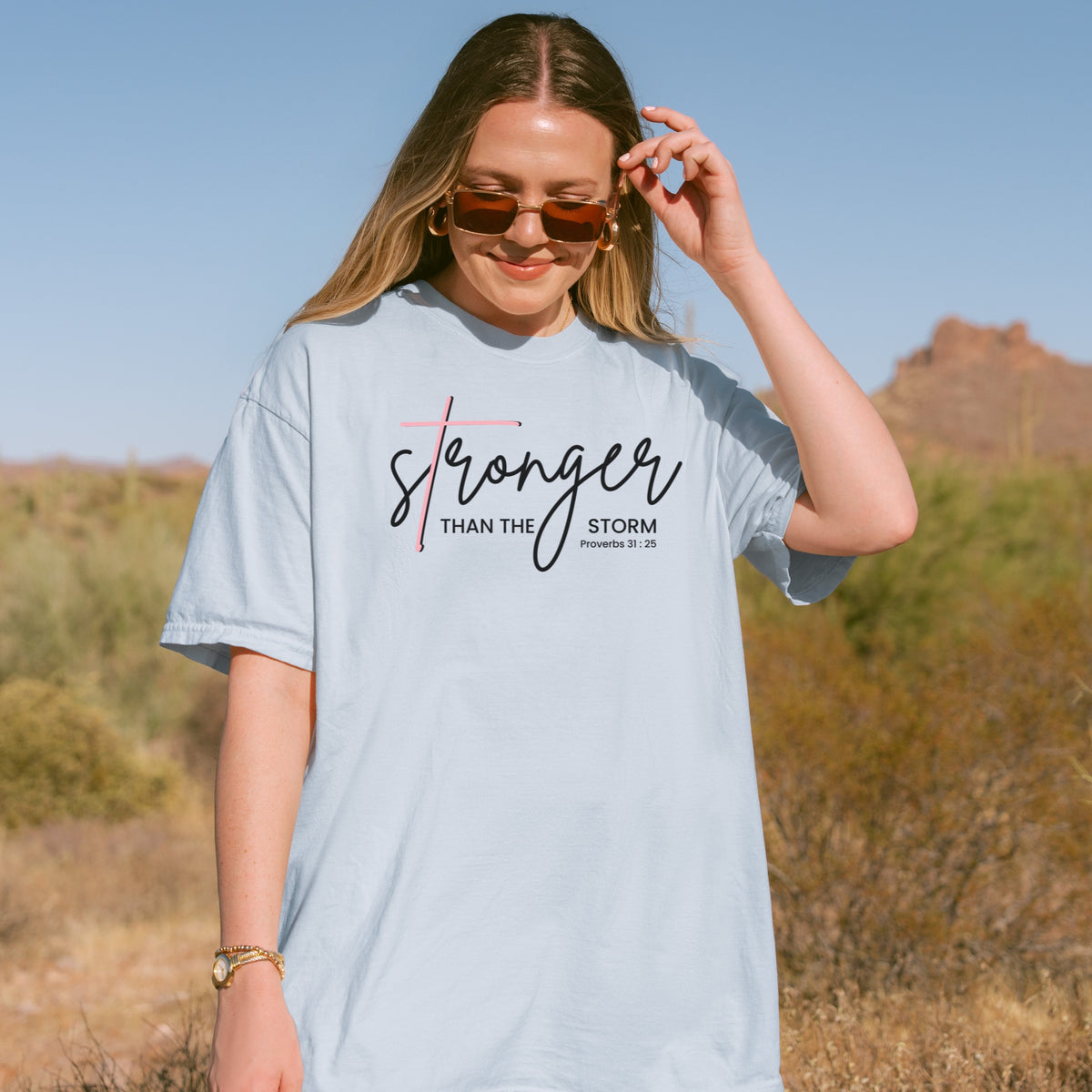 Stronger Than The Storm – Proverbs 31:25 Comfort Colors Tee