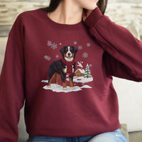 BERNESE MOUNTAIN DOG WINTER FAUX EMBROIDERED SWEATSHIRT