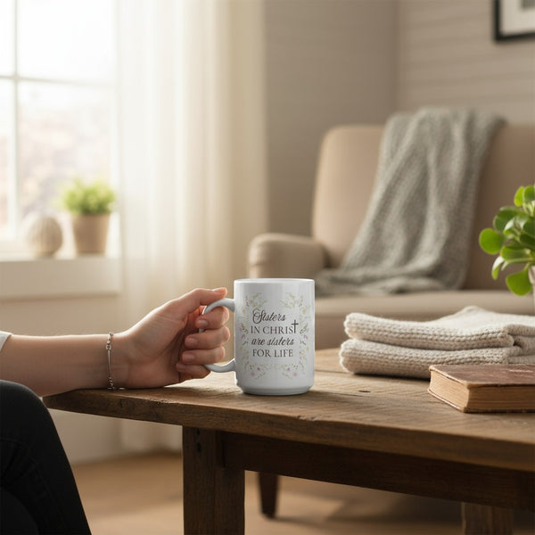 Personalized Sisters in Christ Mug – Wildflower Design